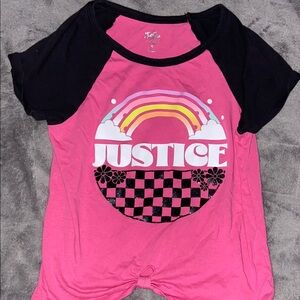 Justice Pink and Black Rainbow Graphic Tee